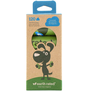 Earth Rated, Dog Waste Bags, Unscented, 120 Bags, 8 Refill Rolls