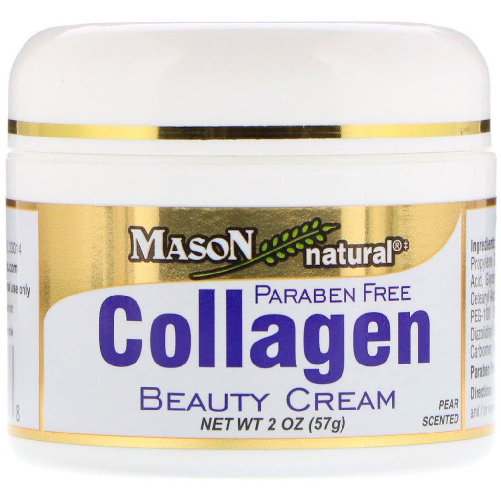 Mason Natural, Crème de beauté au collagène, parfumée à la poire, 2 oz (57 g)