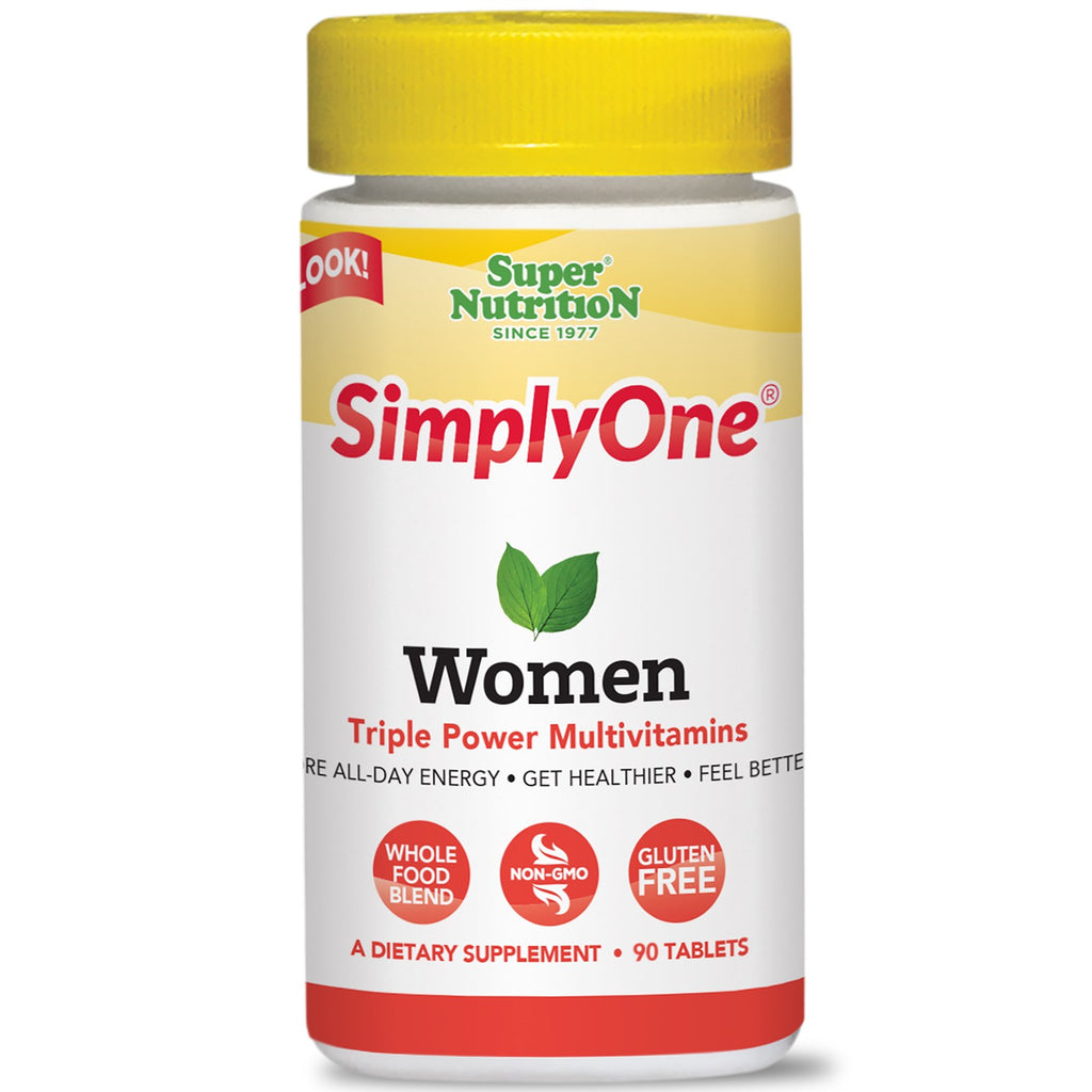 Super nutrition, Simplyone, multivitamines triple puissance pour femmes, 90 comprimés