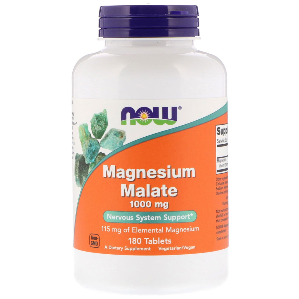 Now Foods, Magnesium Malate, 1000 mg, 180 tabletter