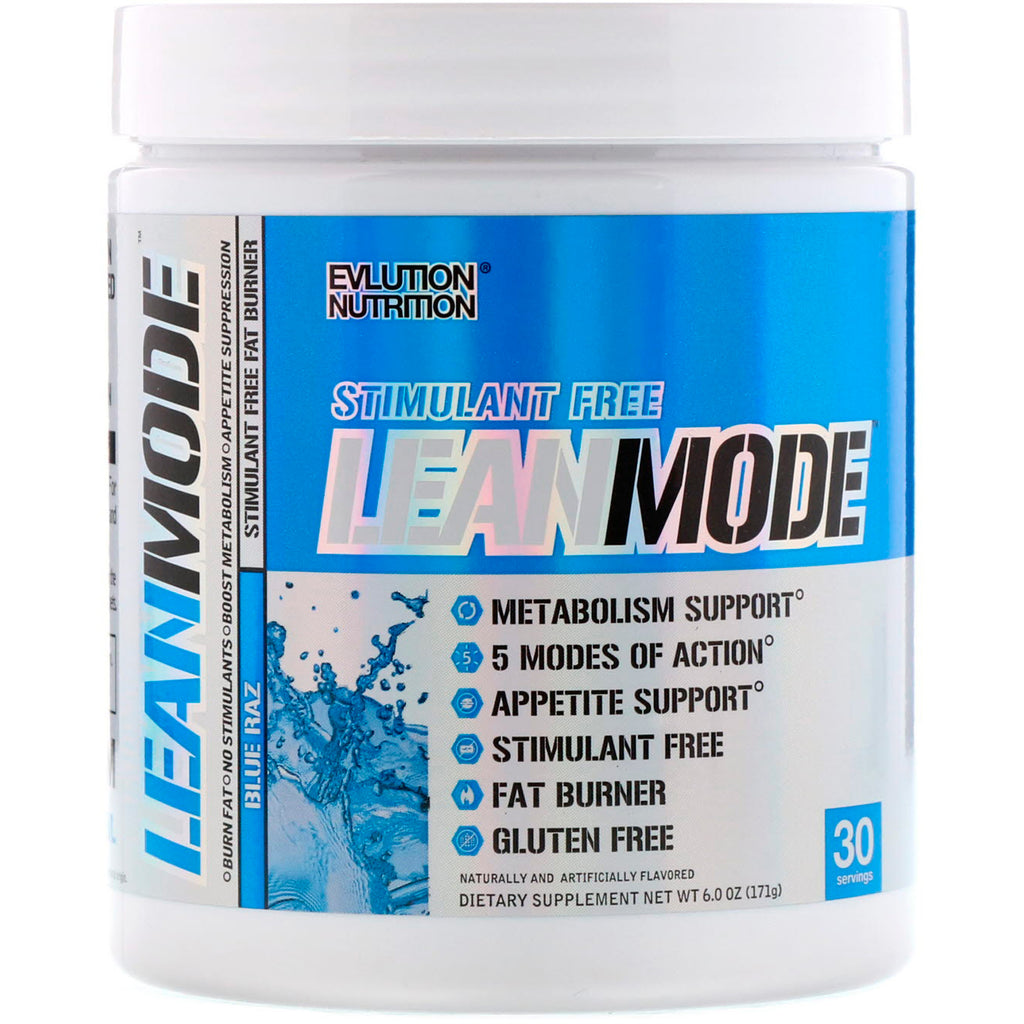 EVLution Nutrition, LeanMode、刺激物を含まない脂肪バーナー、Blue Raz、6.0 oz (171 g)