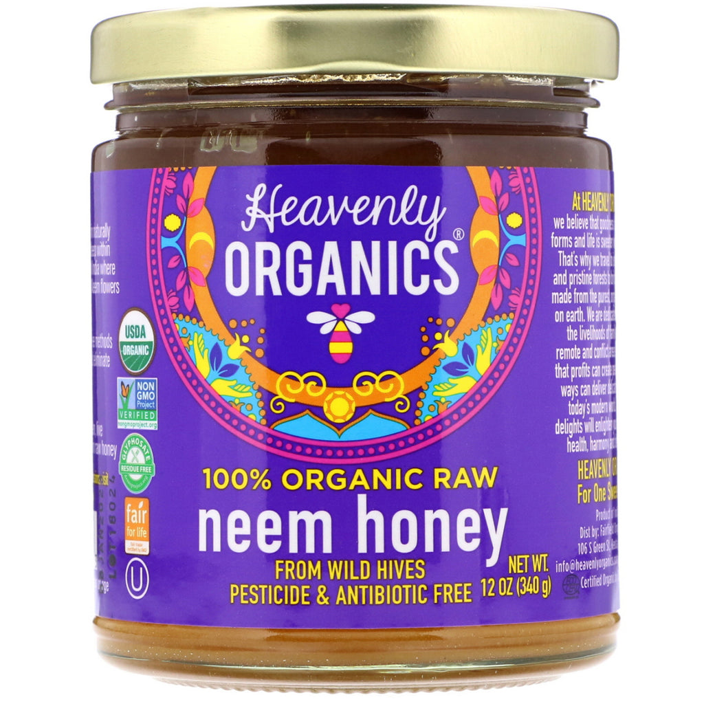 Heavenly s, miele di neem grezzo al 100%, 12 once (340 g)