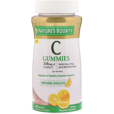 Nature's Bounty, Gumii de vitamina C, cu aromă de portocale, 250 mg, 80 de gumii