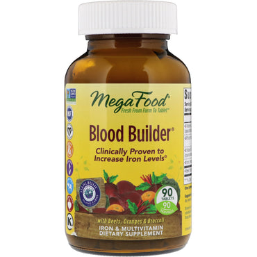 MegaFood, Blood Builder, Iron & Multivitamin Supplement, 90 Tablets