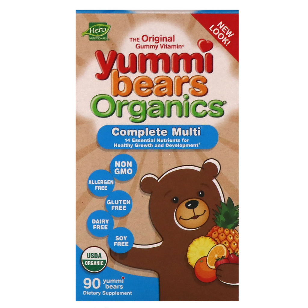 Hero Nutritional Products, Yummi Bears s، نكهات الفاكهة المتعددة الكاملة، 90 Yummi Bears