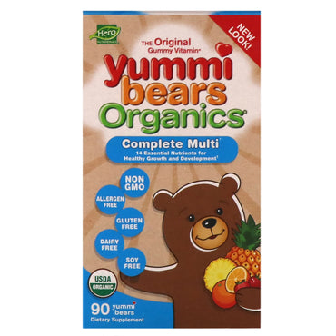 Hero Nutritional Products, Yummi Bears s، نكهات الفاكهة المتعددة الكاملة، 90 Yummi Bears