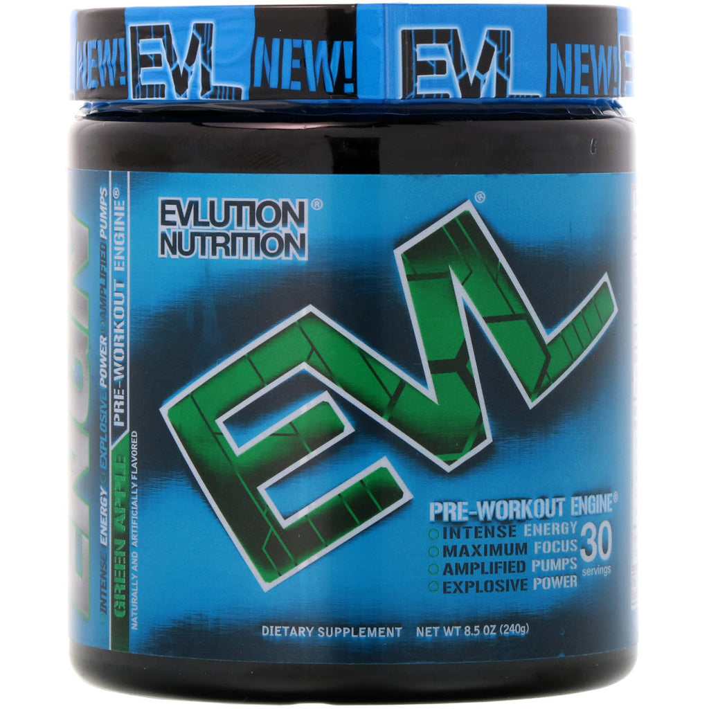 EVLution Nutrition, Pre-allenamento ENGN, Mela verde, 8,5 oz (240 g)