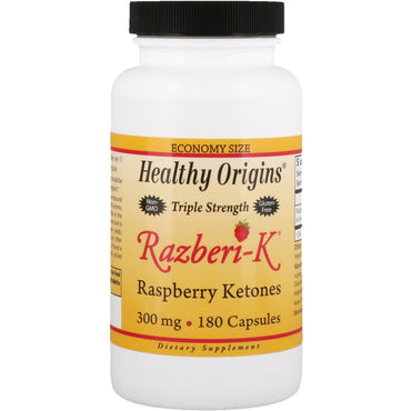 Healthy Origins, Razberi-K de triple potencia, cetonas de frambuesa, 300 mg, 180 cápsulas