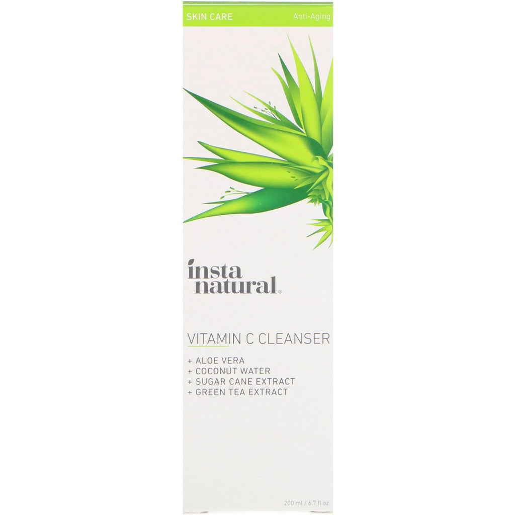 InstaNatural, Vitamin C Brightening Face Wash, เจลคลีนเซอร์สำหรับผิวธรรมดา, 6.7 ออนซ์ (200 มล.)