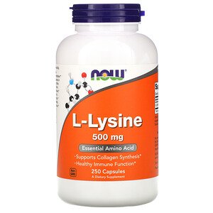 Now Foods, L-lisina, 500 mg, 100 cápsulas