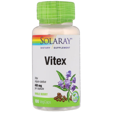 Solaray, Vitex, 400 mg, 100 Cápsulas Vegetais