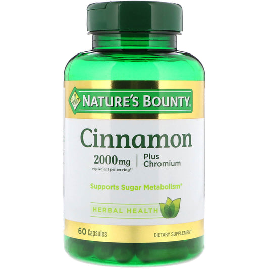 Nature's Bounty, Cinnamon, Plus Chromium, 2000 mg, 60 kapslar