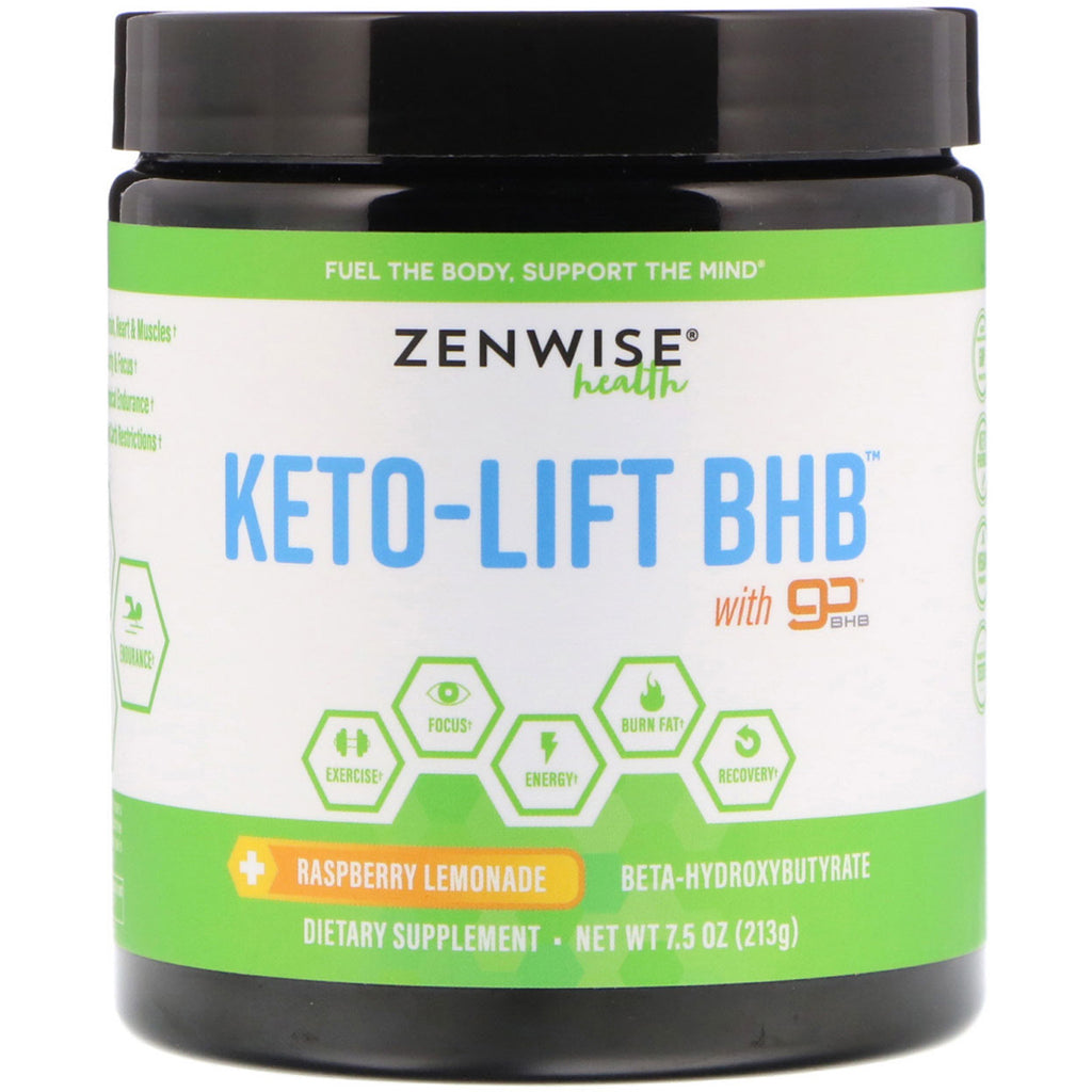 Zenwise Health, Keto-Lift BHB, beta-hidroxibutirat, limonadă de zmeură, 7,5 oz (213 g)