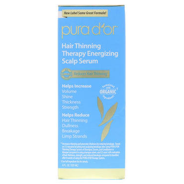 Pura D'or, Sérum énergisant pour le cuir chevelu Hair Thinning Therapy, 4 fl oz (120 ml)
