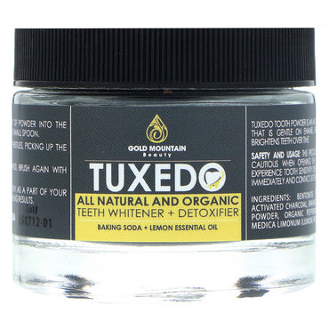 Gold Mountain Beauty, Tuxedo, All Natural and  Teeth Whitener + Detoxifier, Baking Soda + Lemon Essential Oil, 32 g