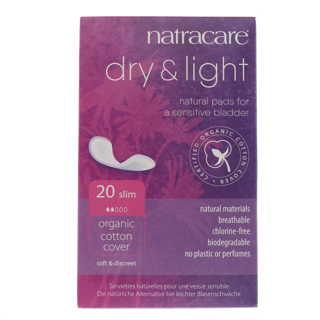 Natracare, Dry & Light, Baumwollbezug, Slim, 20 Pads