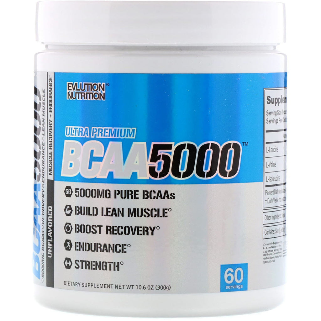 EVLution Nutrition, BCAA 5000, sans saveur, 10,6 oz (300 g)