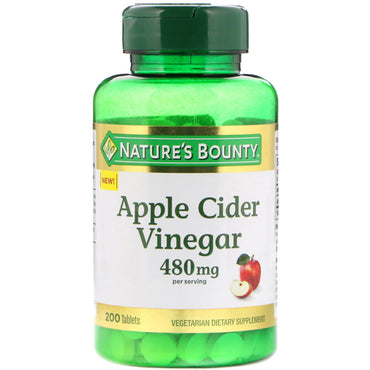 Nature's Bounty, vinaigre de cidre de pomme, 480 mg, 200 comprimés