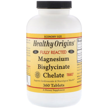 Healthy Origins, Chélate de bisglycinate de magnésium, 360 comprimés