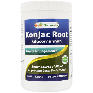 Best Naturals, Glucomanano em Pó de Raiz de Konjac, 454 g (1 lb)