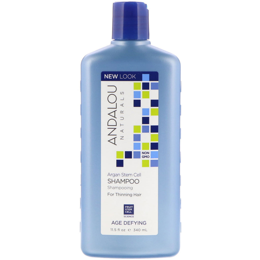 Andalou Naturals, shampoo, antietà, per capelli diradati, cellule staminali di argan, 340 ml (11,5 fl oz)