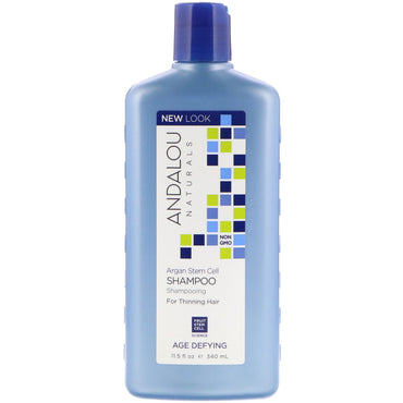 Andalou Naturals, șampon, împotriva îmbătrânirii, pentru rărirea părului, celule stem de argan, 11,5 fl oz (340 ml)