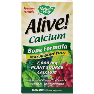 Nature's Way, Alive! Calcium, Bone Formula, 120 Tablets