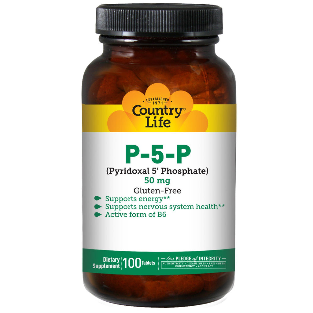 Country Life, P-5-P (Pyridoxal 5' Fosfat), 50 mg, 100 tabletter