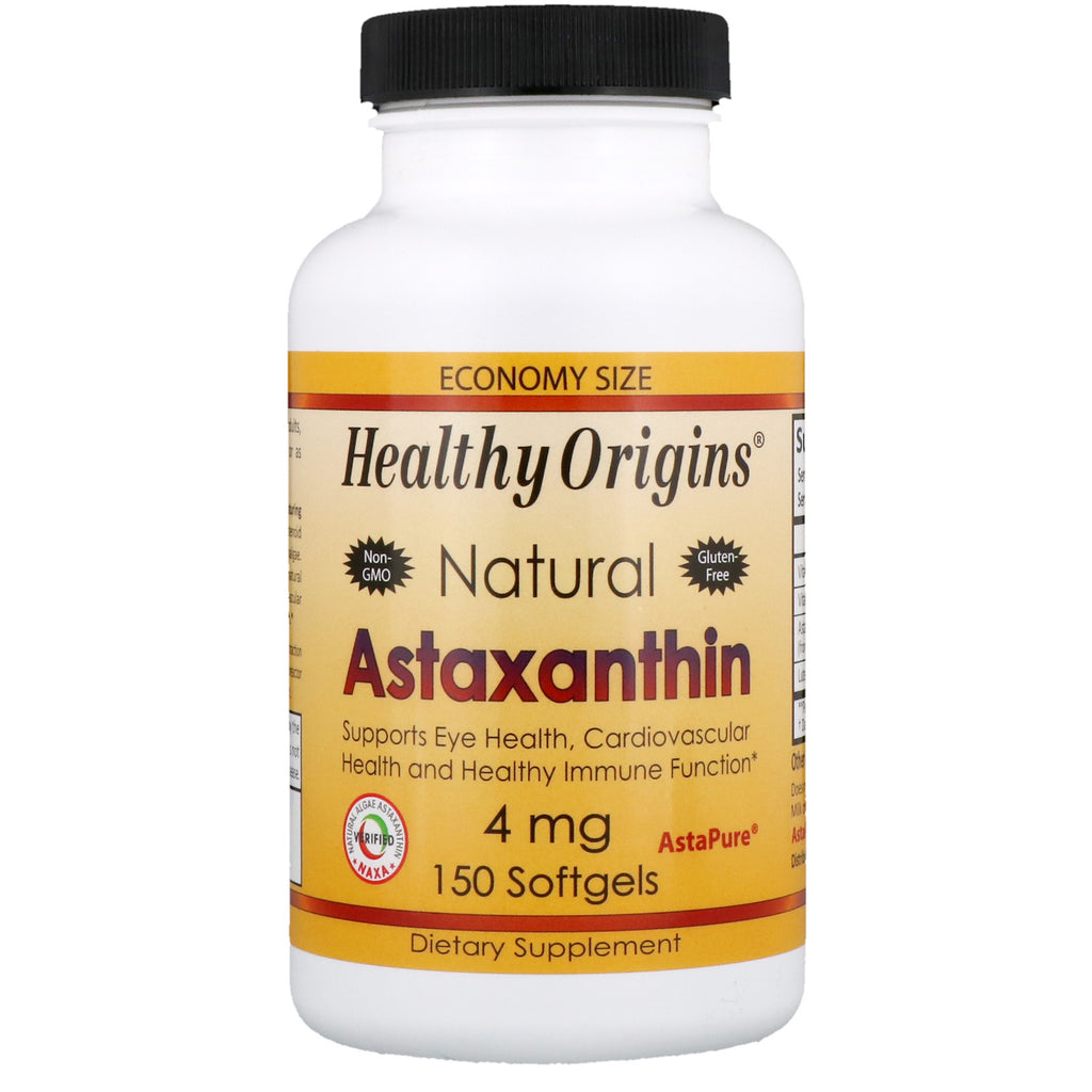 Healthy Origins, astaxantina, 4 mg, 150 cápsulas blandas