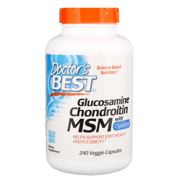 Doctor's Best, Glucosamine Chondroïtine MSM avec OptiMSM, 240 gélules végétariennes