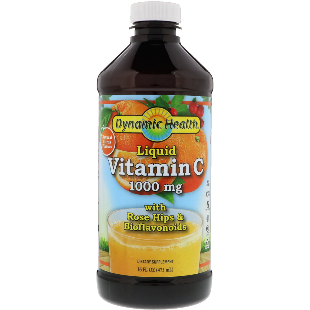 Dynamic Health Laboratories, flytande vitamin C, naturliga citrusaromer, 1000 mg, 16 fl oz (473 ml)