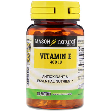 Mason Natural, Vitamine E, 400 UI, 100 gélules