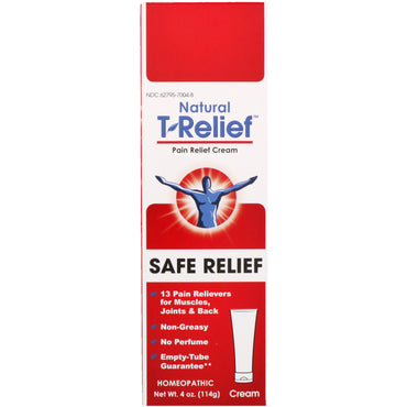 MediNatura, Natural T-Relief, Pain Relief Cream, Safe Relief, 4 oz (114 g)
