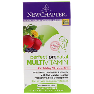 Novo capítulo, multivitamínico pré-natal perfeito, 270 comprimidos vegetarianos