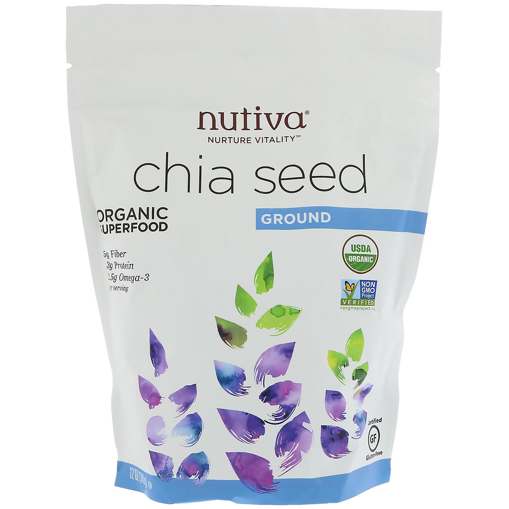 Nutiva, mielone nasiona chia, 12 uncji (340 g)