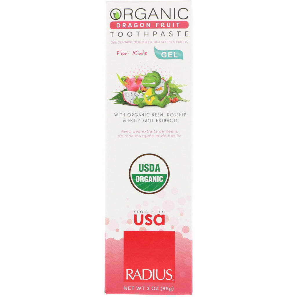 RADIUS,  Gel Toothpaste, For Kids, Dragon Fruit, 3 oz (85 g)