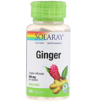 Solaray, Gengibre, 550 mg, 100 Cápsulas Vegetais