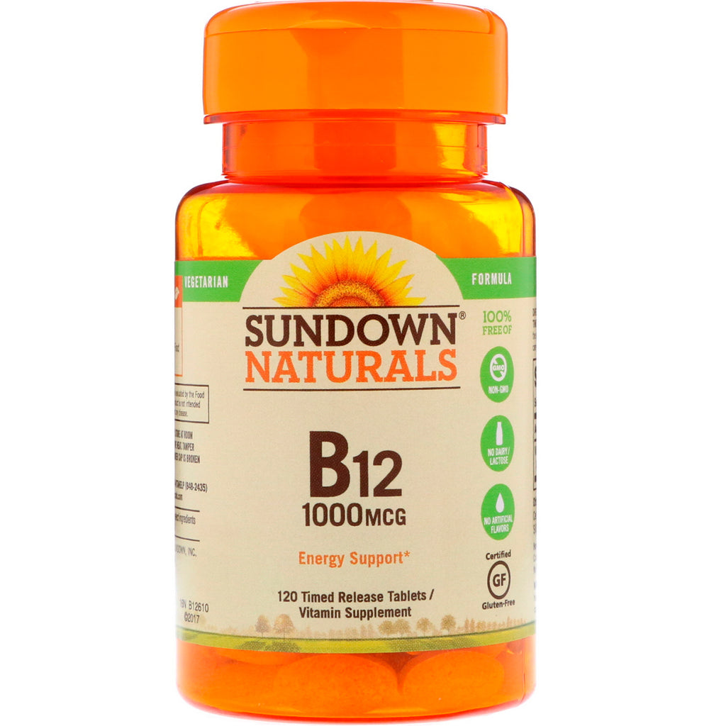 Sundown Naturals, ויטמין B12, 1000 מק"ג, 120 טבליות לשחרור בזמן