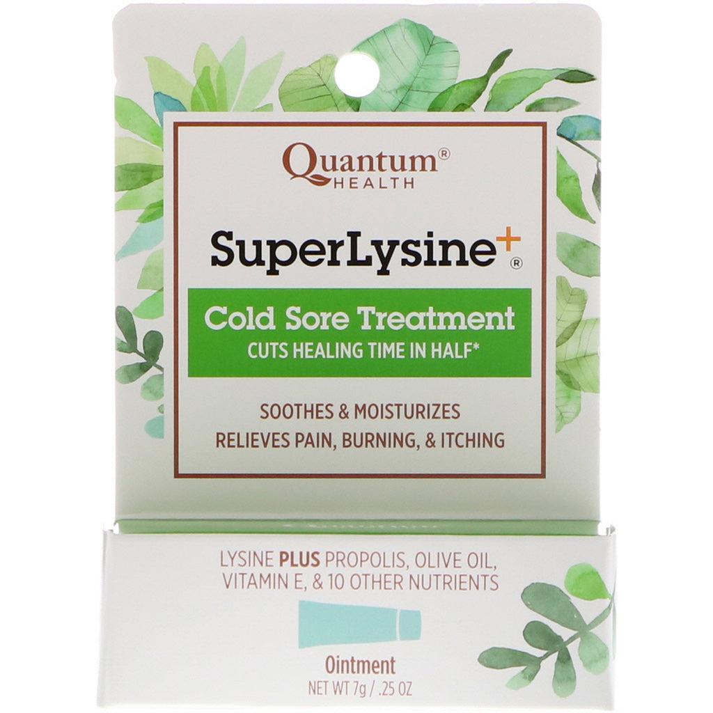 Quantum Health, Super Lysine+, forkjølelsessårbehandling, 0,25 oz (7 g)
