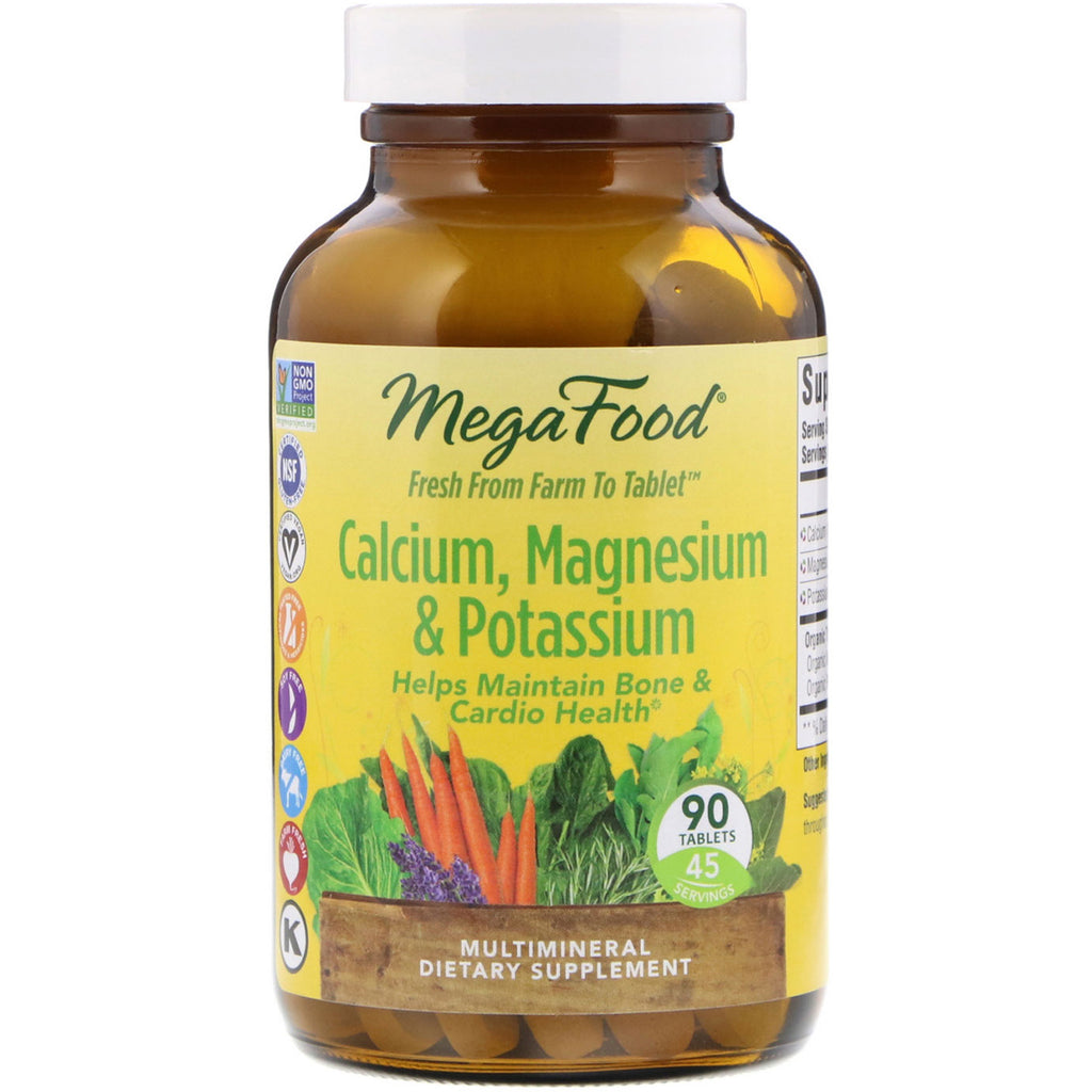 MegaFood, Calcium, Magnesium & Potassium, 90 Tablets