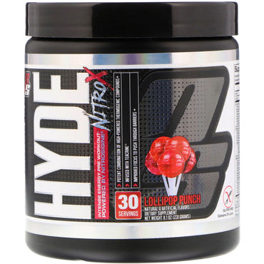 ProSupps, Hyde NitroX, Intense Energy Pre Workout, Lollipop Punch, 8.1 אונקיות (231 גרם)