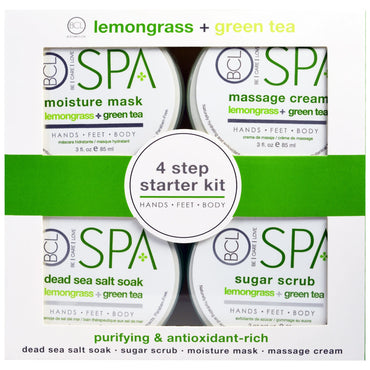Petal Fresh, Spa, 4-trinns startsett, rensende og antioksidantrik, sitrongress + grønn te, 4 - 3 fl oz (85 ml) hver