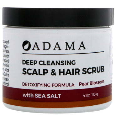 Zion Health, Adama, Exfoliante de limpieza profunda para el cuero cabelludo y el cabello, Flor de pera, 4 oz (113 g)