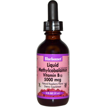 Bluebonnet Nutrition, Liquid Methylcobalamin Vitamin B12, Natural Raspberry Flavor, 5000 mcg, 2 fl oz (59 ml)