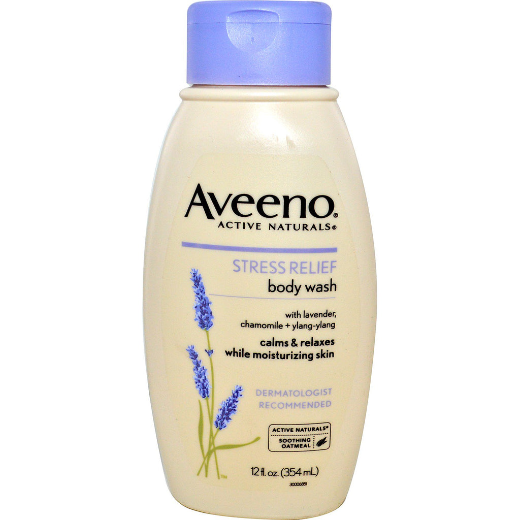 Aveeno, Active Naturals, ครีมอาบน้ำเพื่อบรรเทาความเครียด, 12 ออนซ์ (354 มล.)
