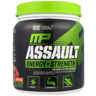 MusclePharm, Assault, Energy + Strength, Pre-Workout, Fruit Punch, 12.17 oz (345 g)