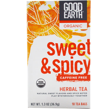 Good Earth Teas, ، حلو وحار، خالي من الكافيين، شاي الأعشاب، 18 كيس شاي، 1.3 أونصة (36.9 جم)