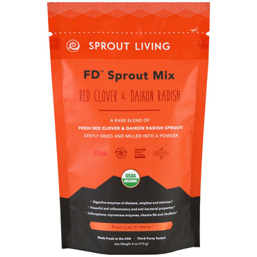 Sprout Living, Mezcla de brotes FD, trébol rojo y rábano daikon, 4 oz (113 g)