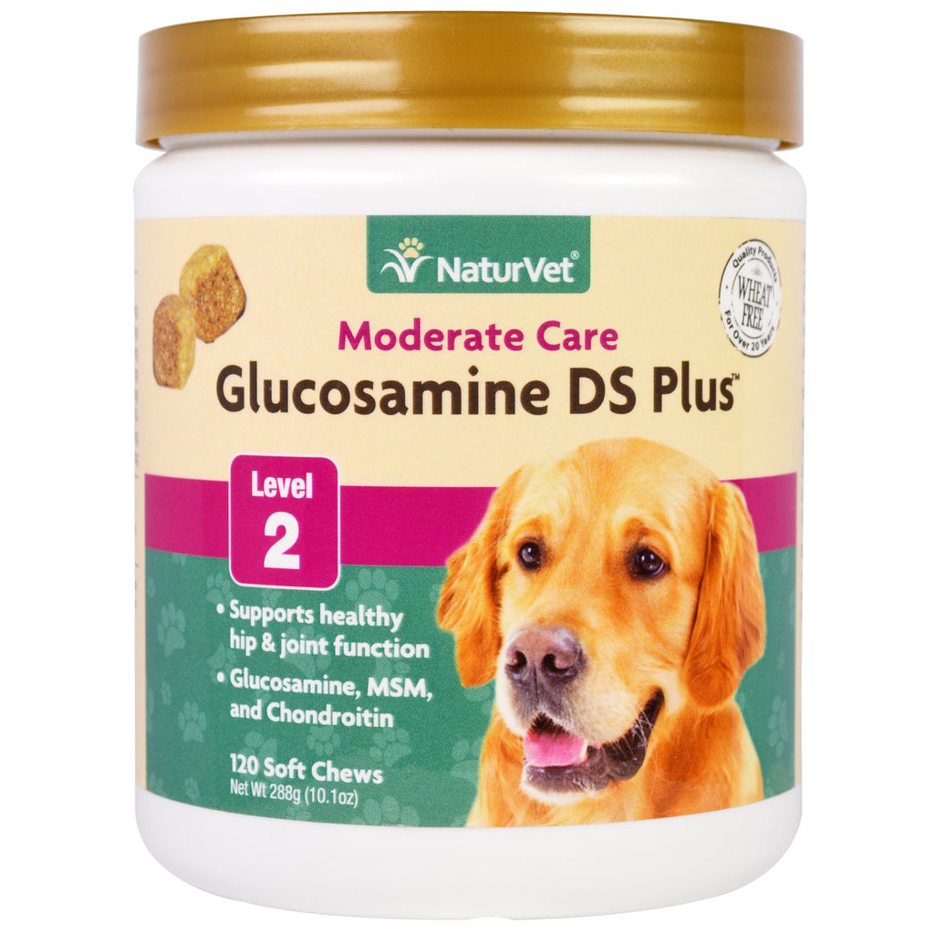 NaturVet, Glucosamine DS Plus, cura moderata, livello 2, 120 prodotti da masticare morbidi, 10,1 once (288 g)