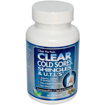 Clear Products, Clear Cold Sores, Shingles & U.T.I.'s, 60 Capsules